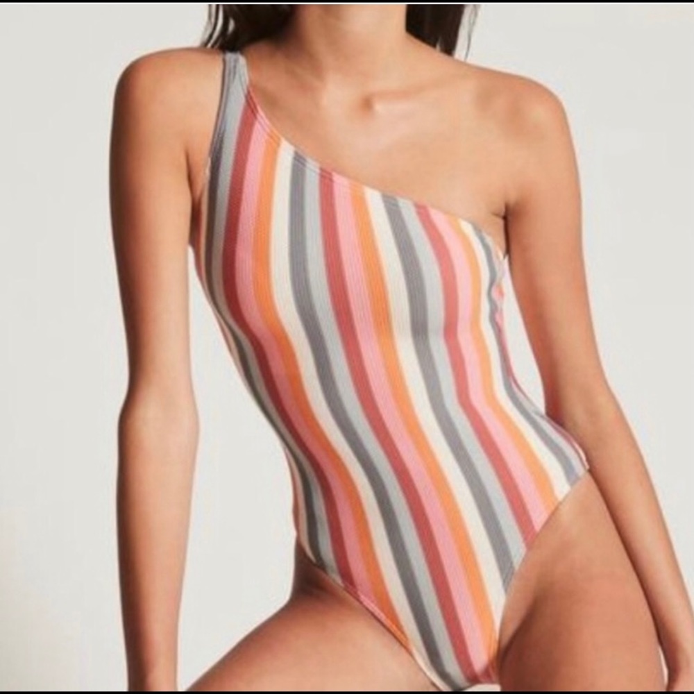 Peony Rainbow Striped One Piece Swimsuit 8